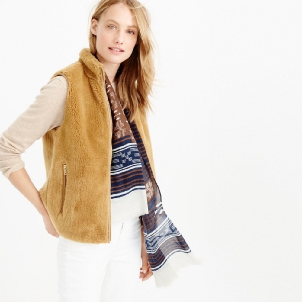 J. Crew Camel Faux Fur Vest